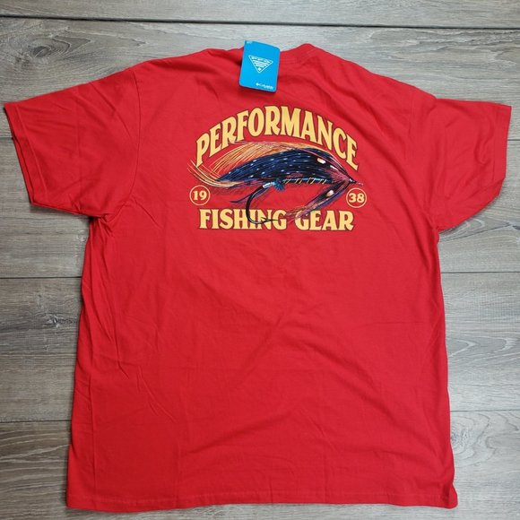 COLUMBIA PFG MEN REDT-SHIRT SIZE XL - Picture 1 of 8